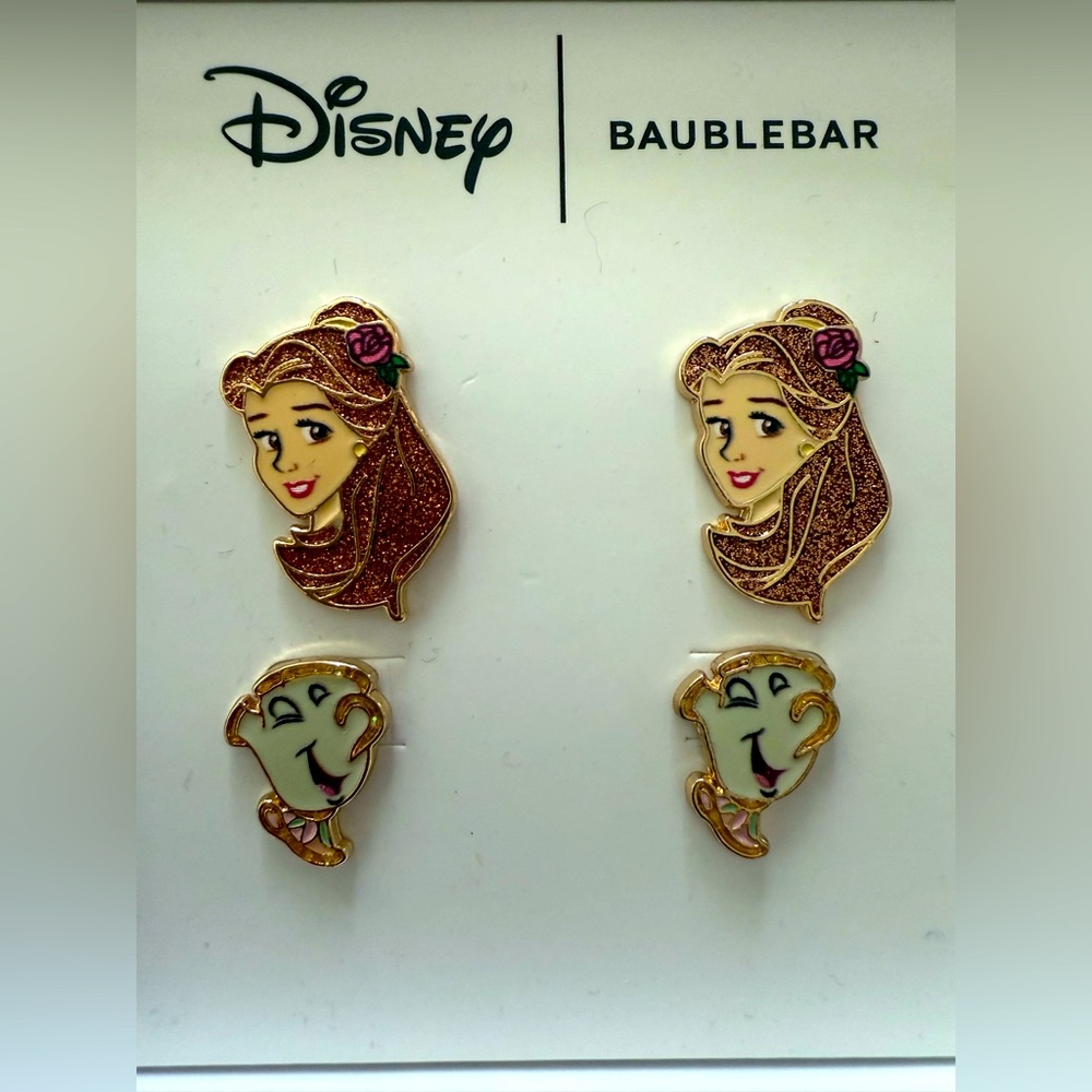 BaubleBar Disney Belle and Chip set of Earrings - NIB